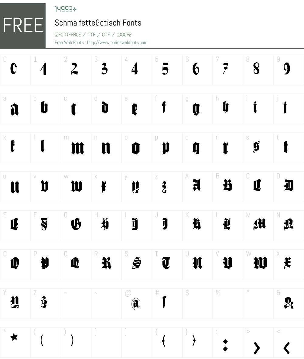 SchmalfetteGotisch Font Screenshots