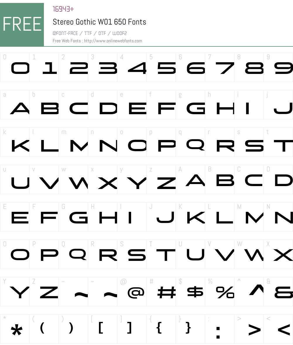 StereoGothicW01-650 Font Screenshots