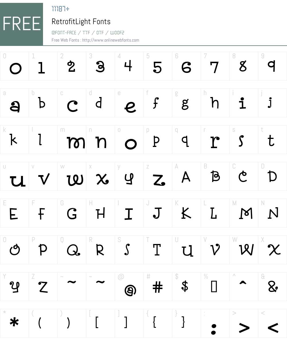 RetrofitLight Font Screenshots