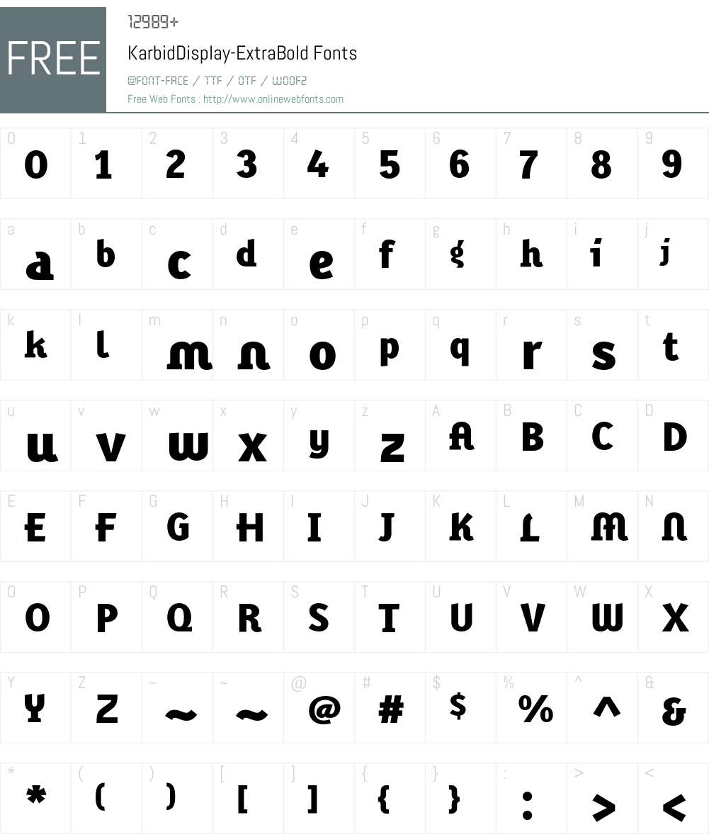KarbidDisplay Font Screenshots