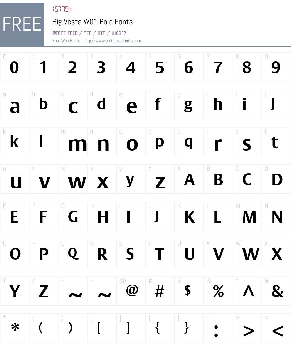 BigVestaW01-Bold Font Screenshots