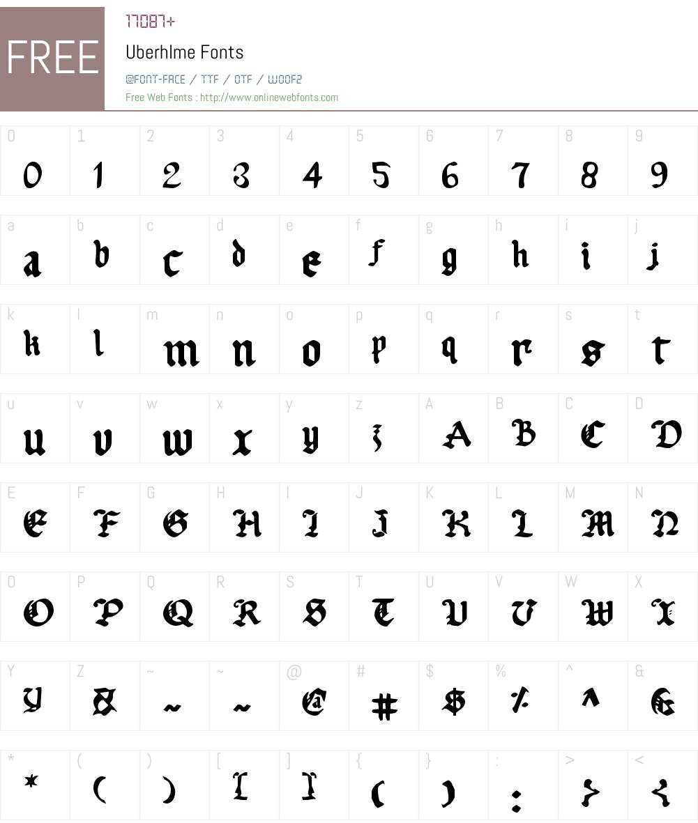 Uberhlme Font Screenshots