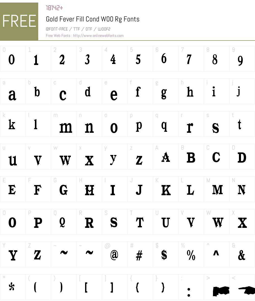 GoldFeverFillCondW00-Rg Font Screenshots