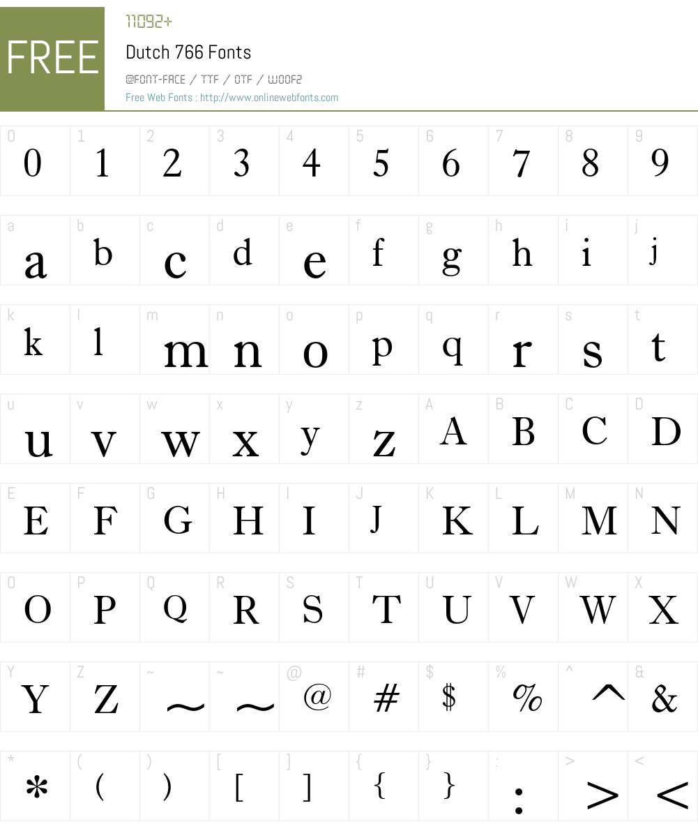 Dutch 766 Font Screenshots