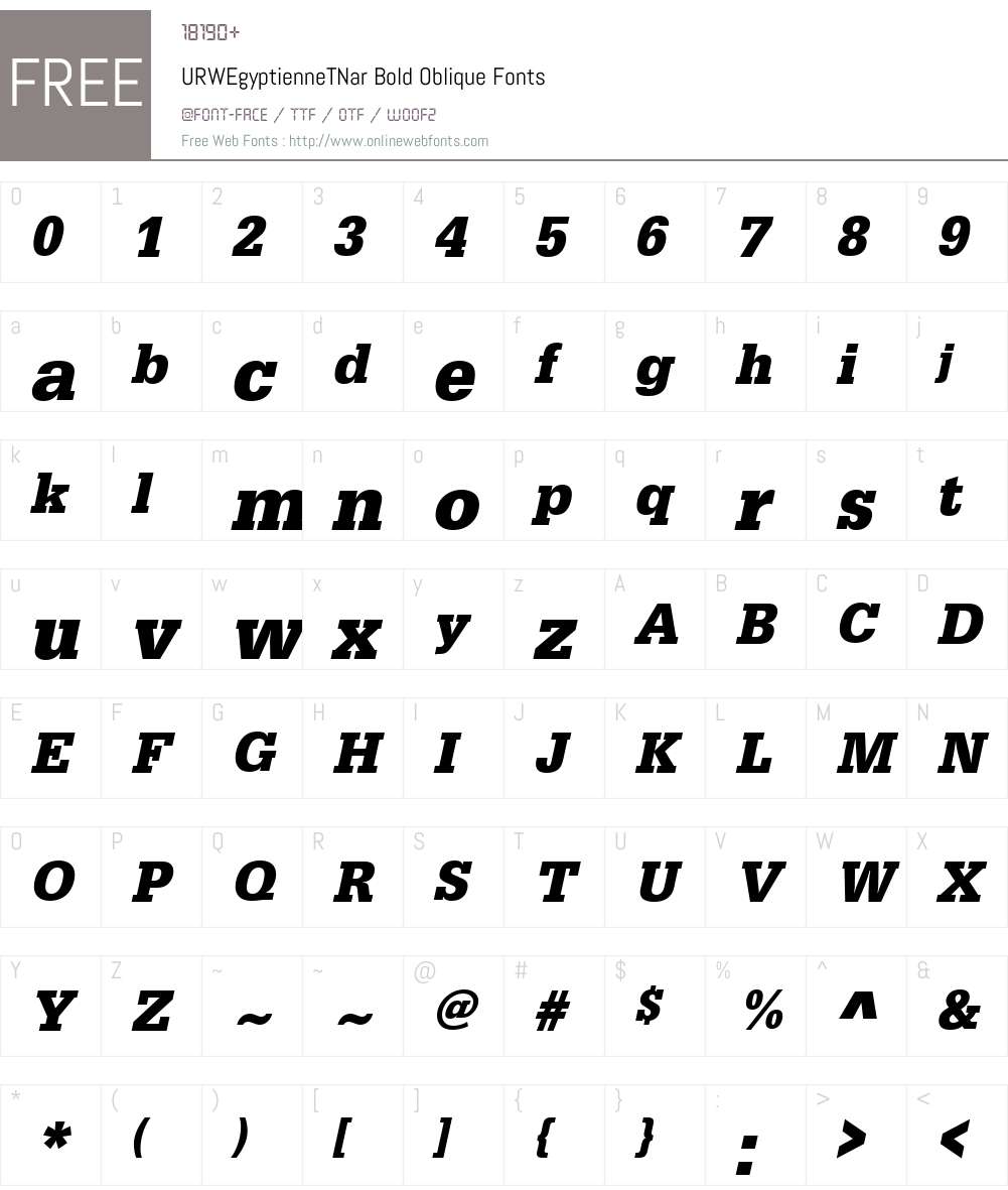 URWEgyptienneTNar Font Screenshots