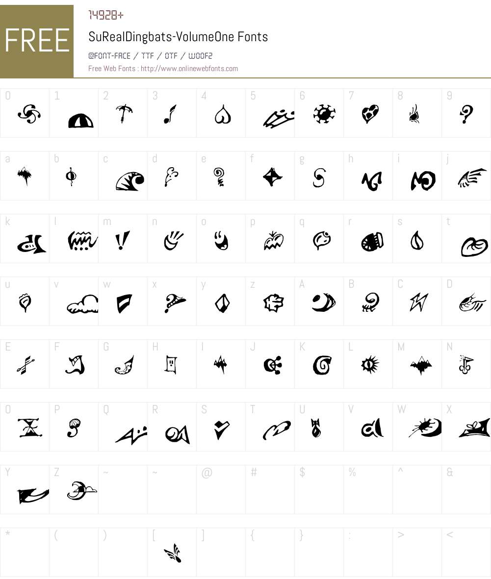 SuRealDingbats Font Screenshots