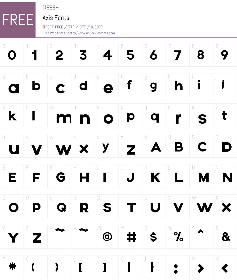 Axis Font Screenshots