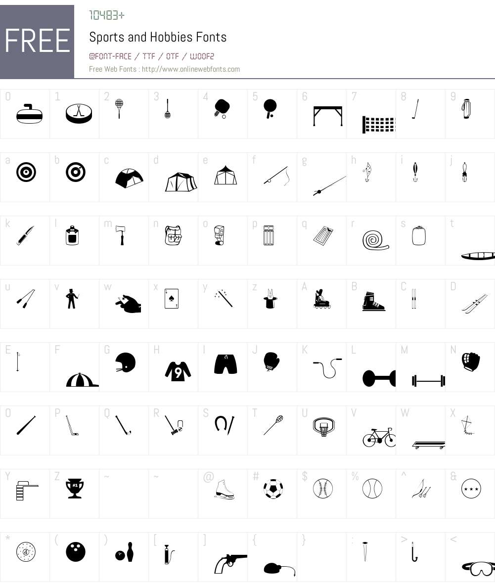 Sports and Hobbies Font Screenshots
