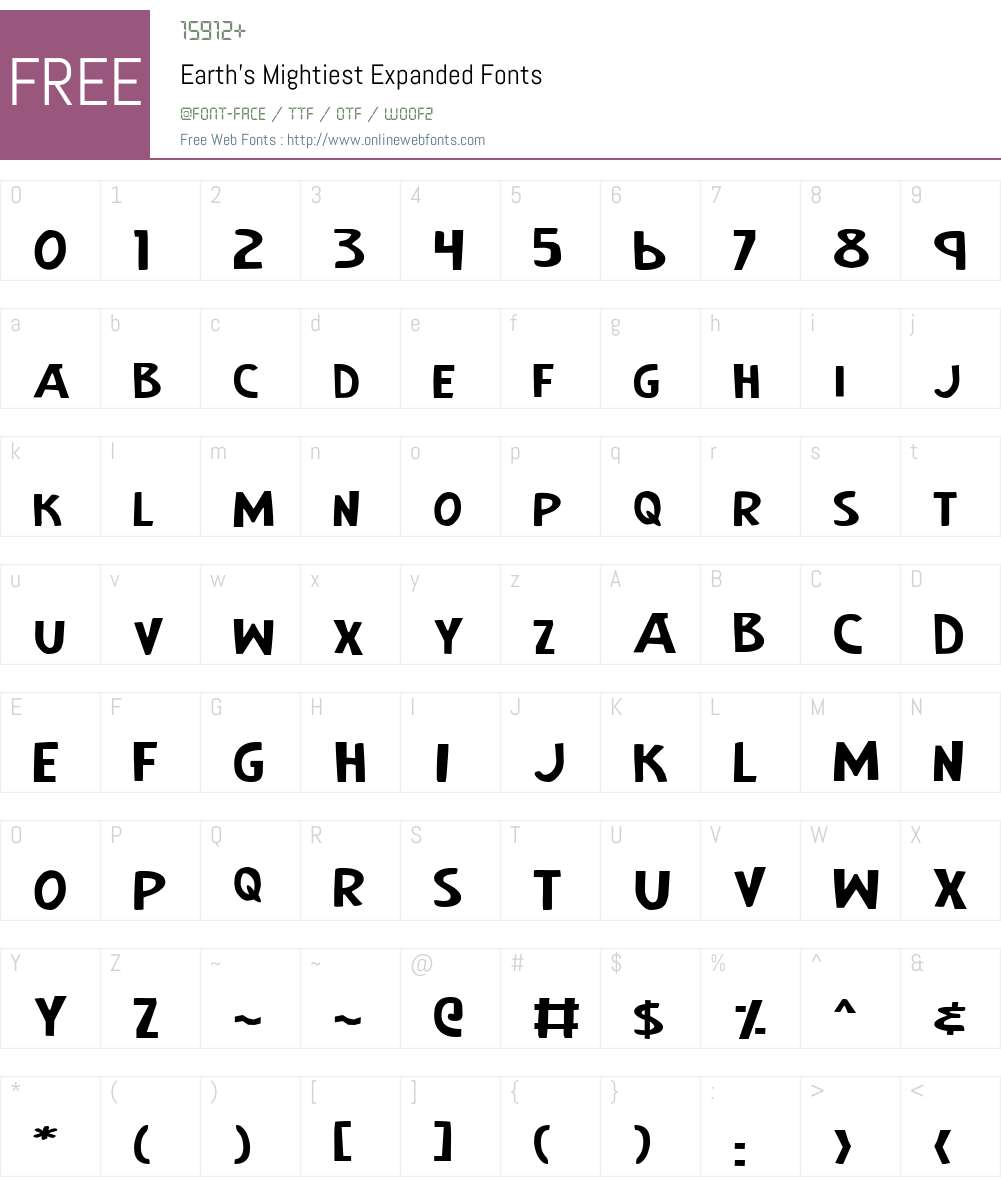Earth's Mightiest Expanded Font Screenshots