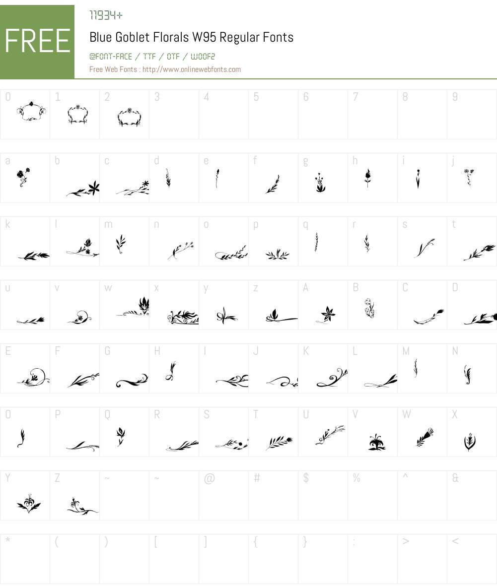 BlueGobletFloralsW95-Rg Font Screenshots