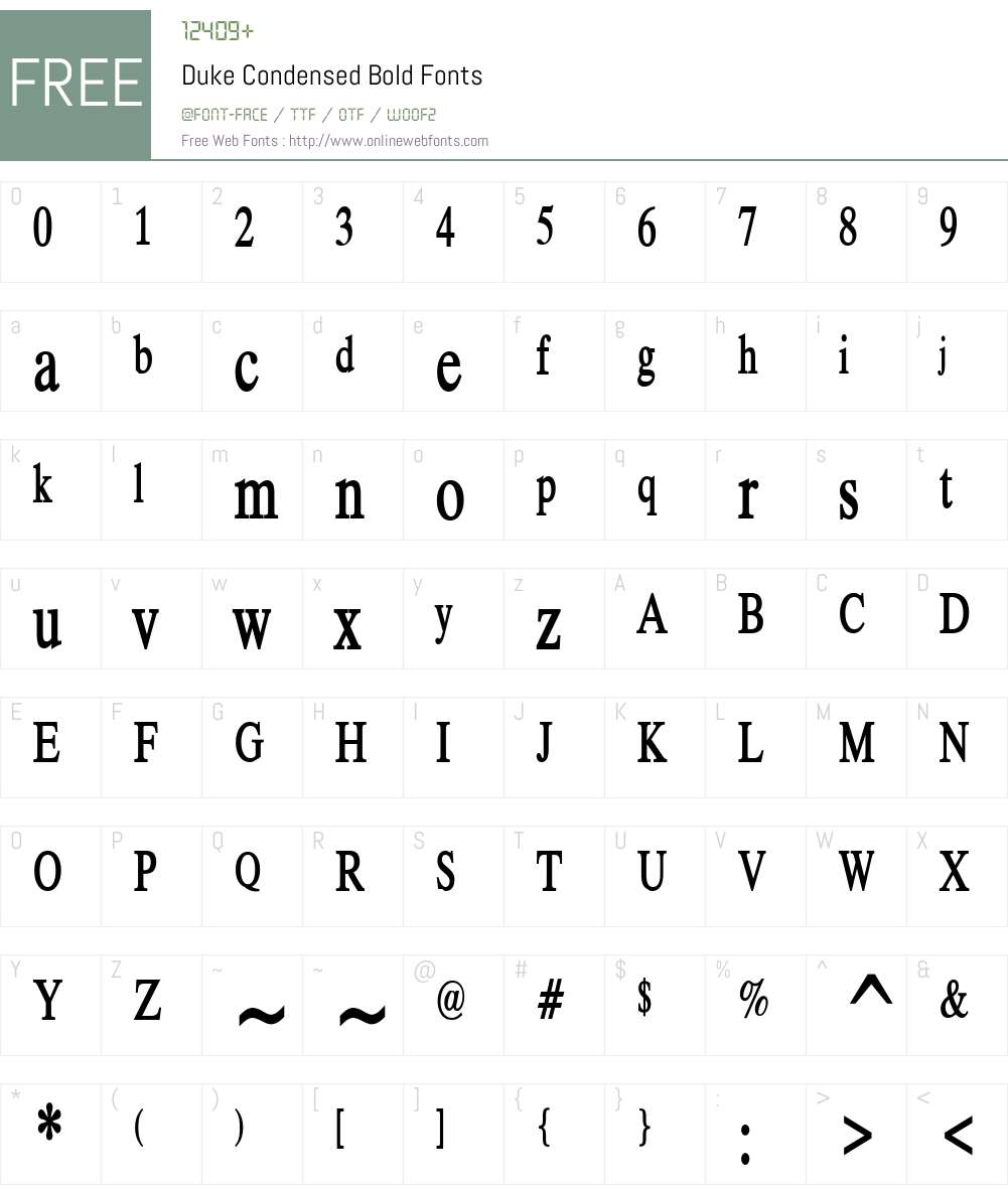 Duke Condensed Font Screenshots