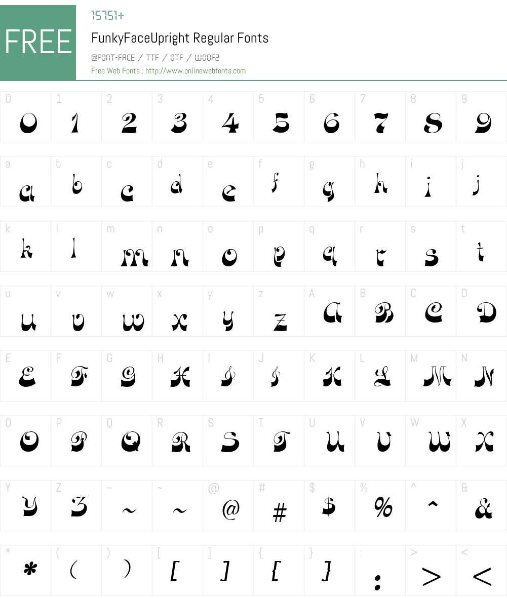 FunkyFaceUpright Font Screenshots