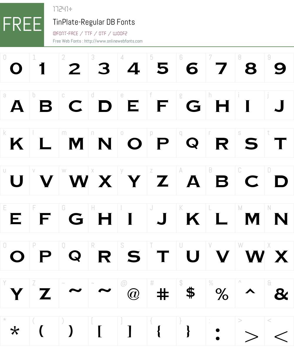 TinPlate DB Font Screenshots