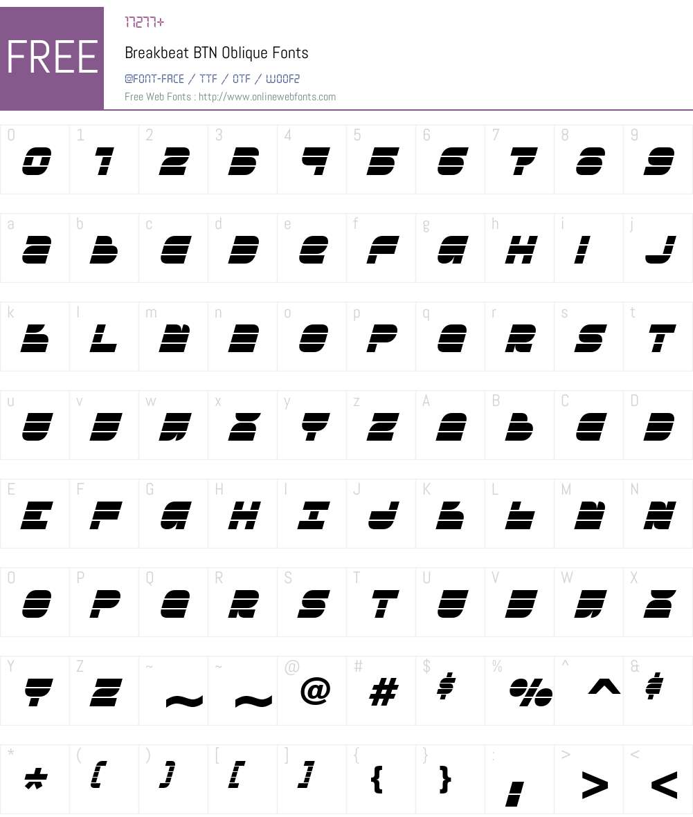 Breakbeat BTN Font Screenshots
