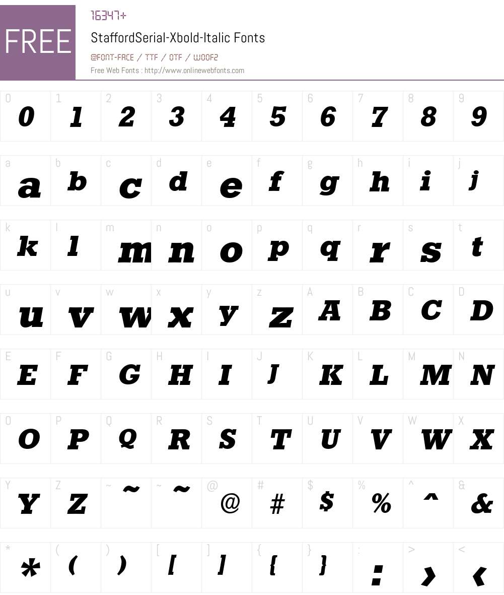 StaffordSerial-Xbold Font Screenshots