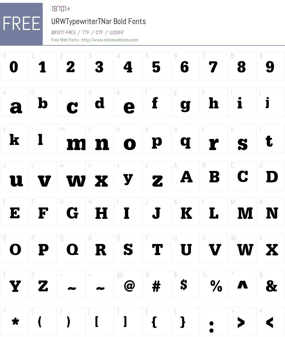URWTypewriterTNar Font Screenshots