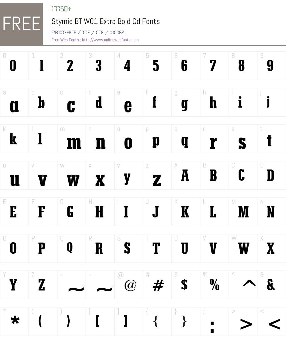 StymieBTW01-ExtraBoldCd Font Screenshots