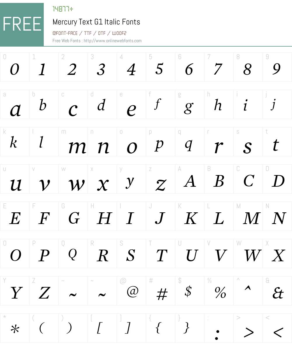 Mercury Text G1 Font Screenshots