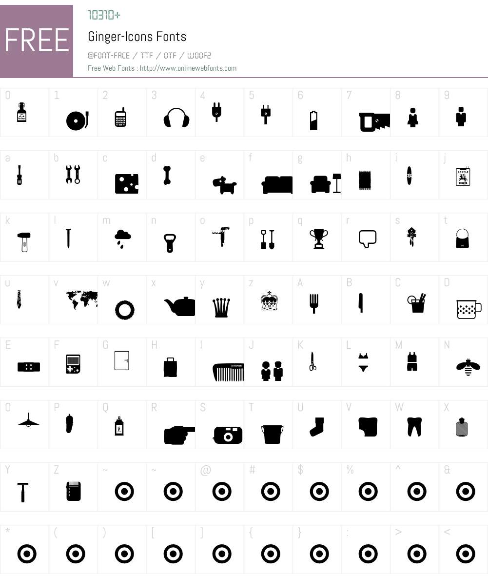 Ginger-Icons Font Screenshots