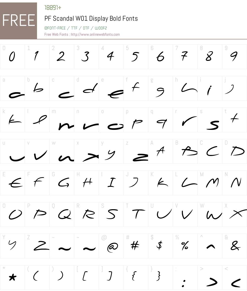 PFScandalW01-DisplayBold Font Screenshots