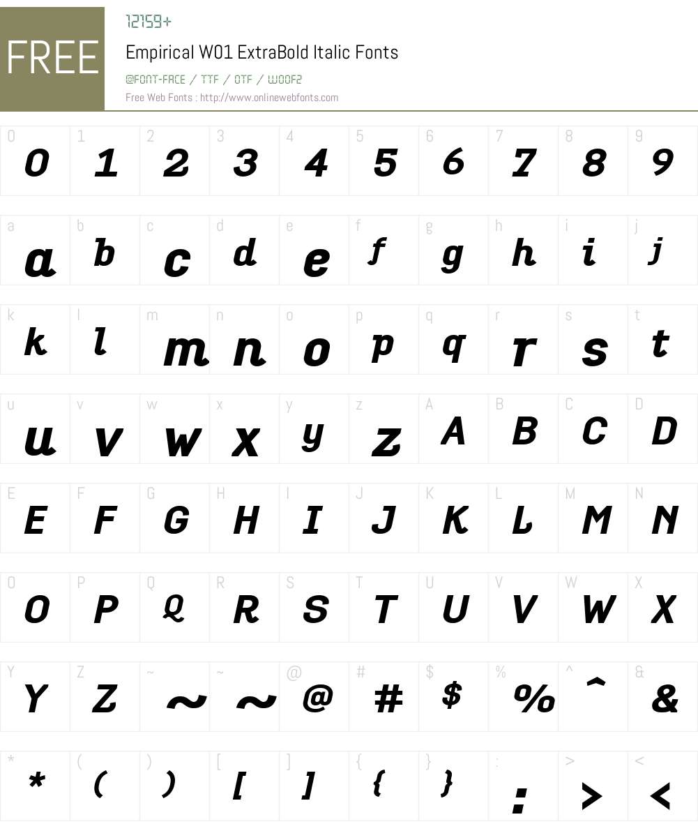 EmpiricalW01-ExtraBoldIt Font Screenshots