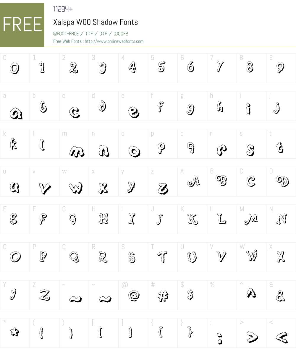 Xalapa Shadow Font Screenshots