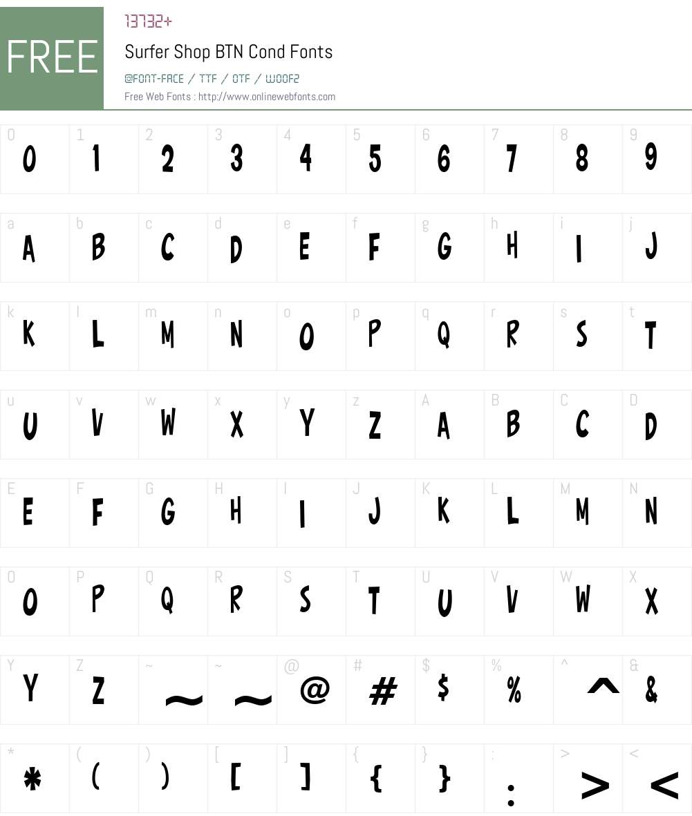 Surfer Shop BTN Cond Font Screenshots