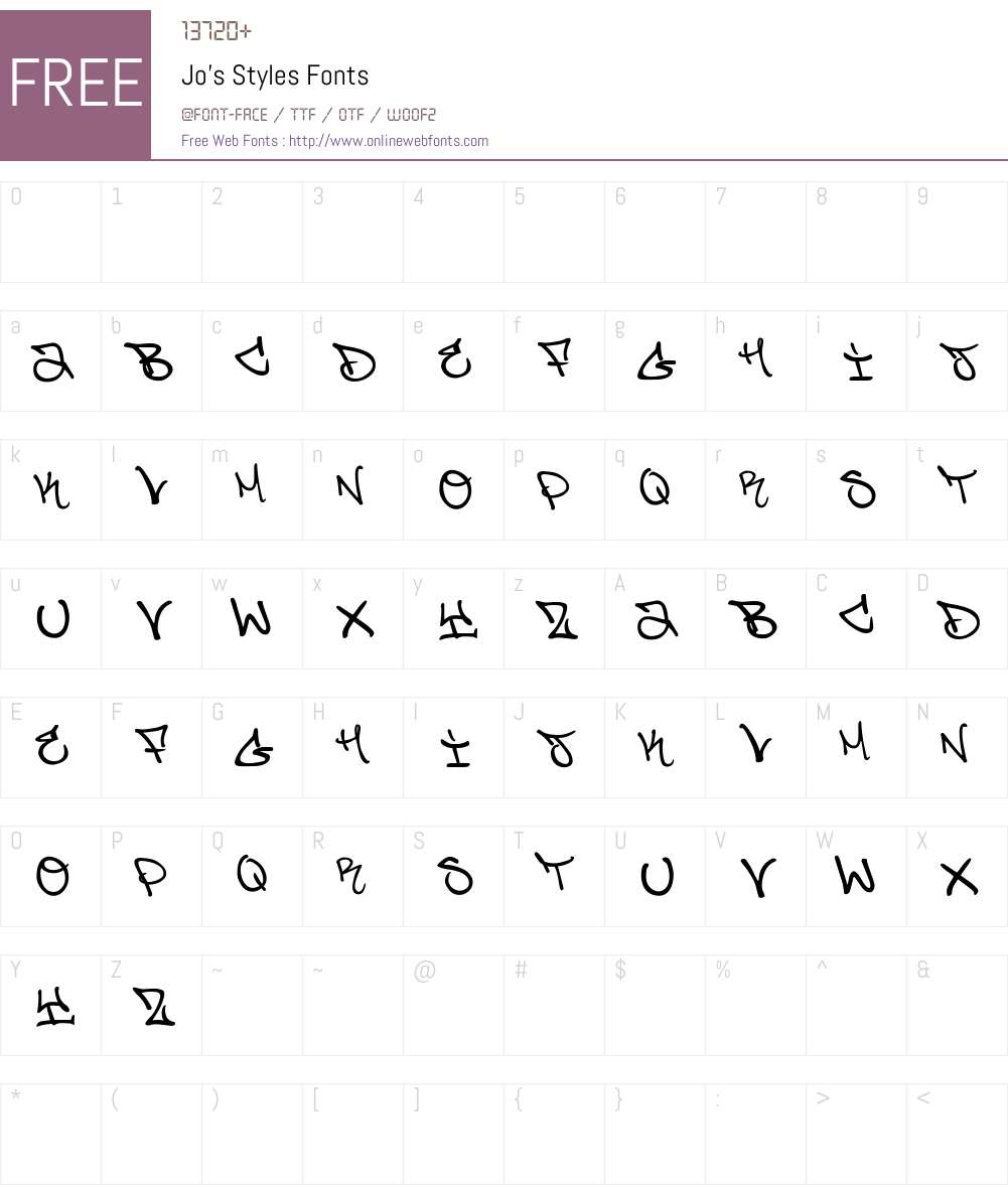 Jo's Styles Font Screenshots