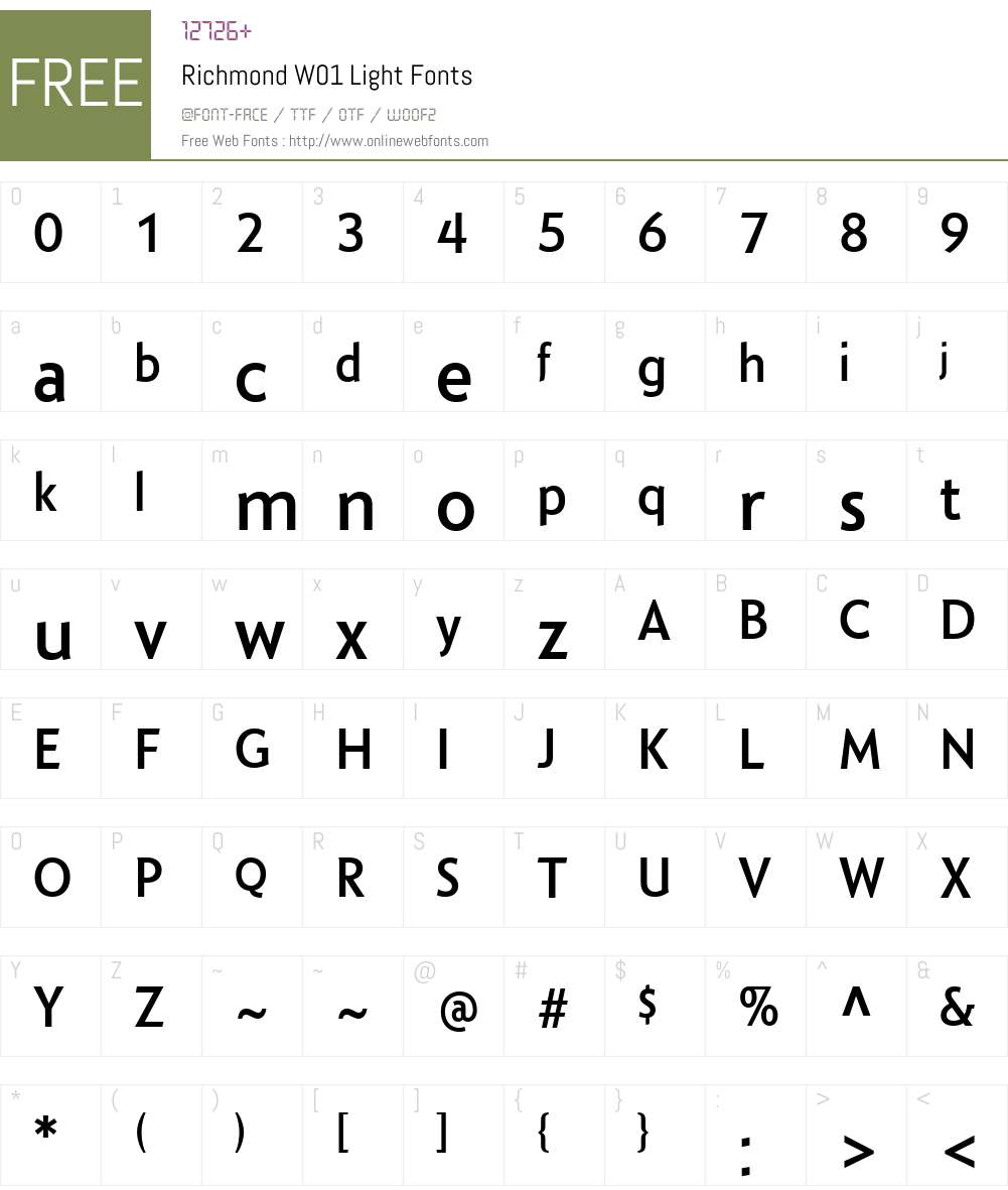 RichmondW01-Light Font Screenshots
