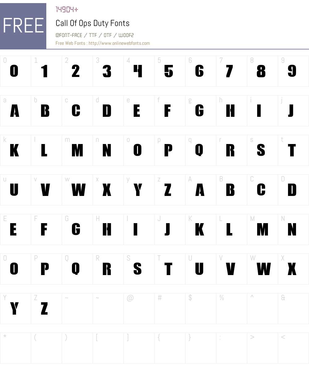 Call Of Ops Duty 1.00 February 14, 2014, initial release Fonts Free ...