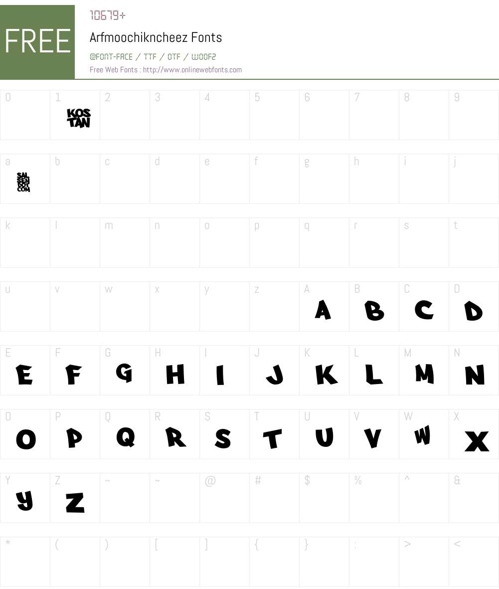 Arfmoochikncheez Font Screenshots
