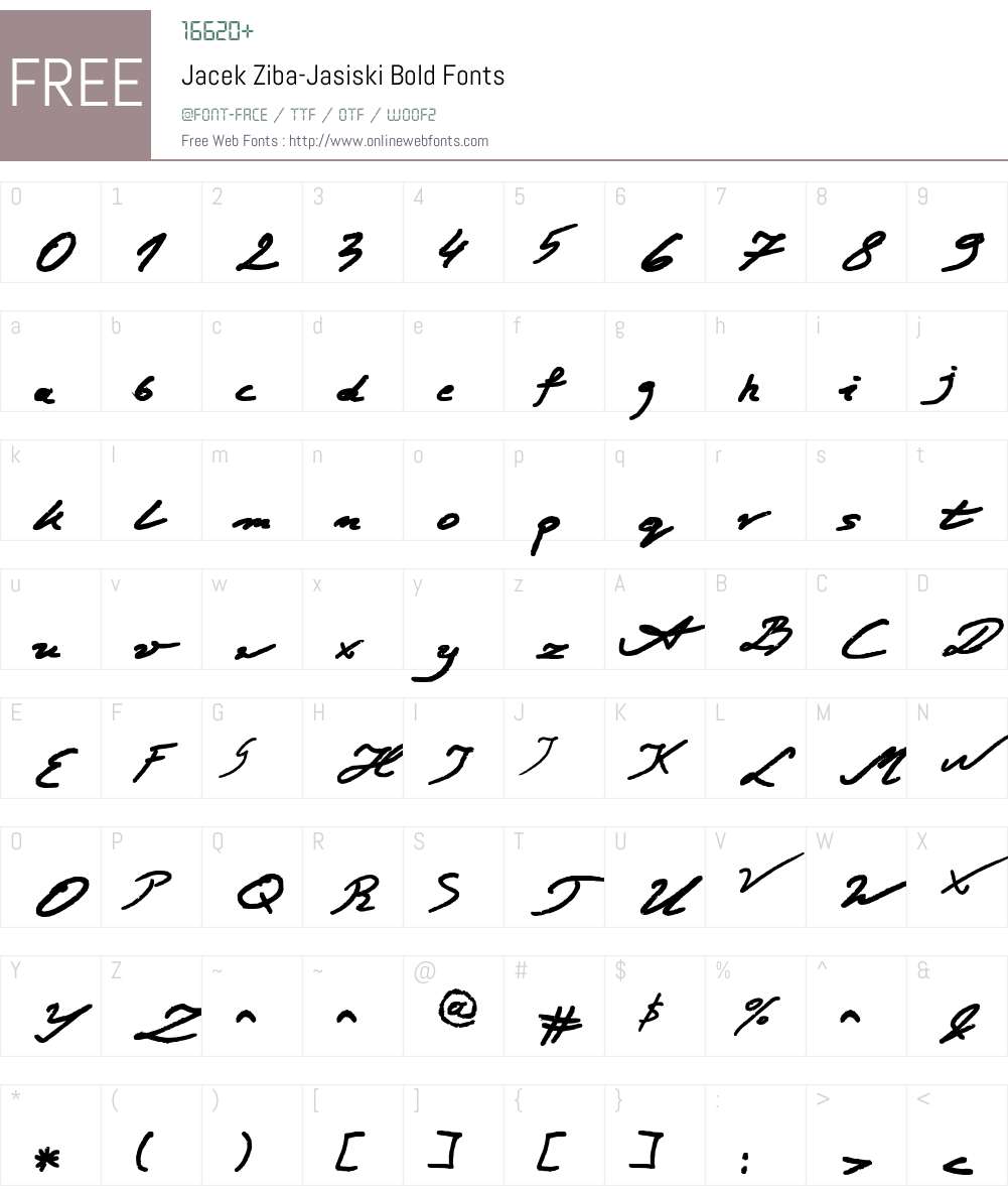Jacek Ziba-Jasiski Font Screenshots