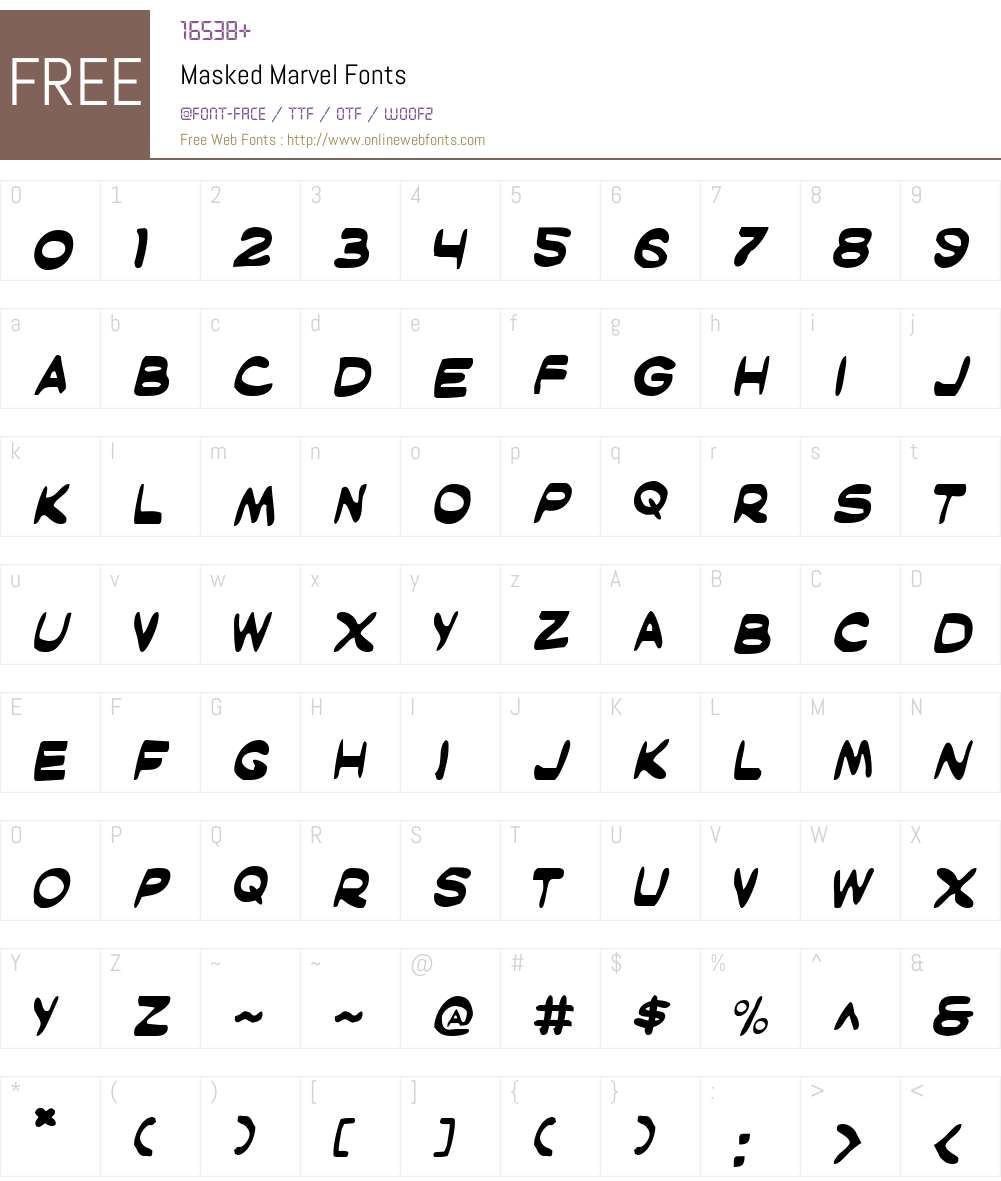 Masked Marvel Font Screenshots