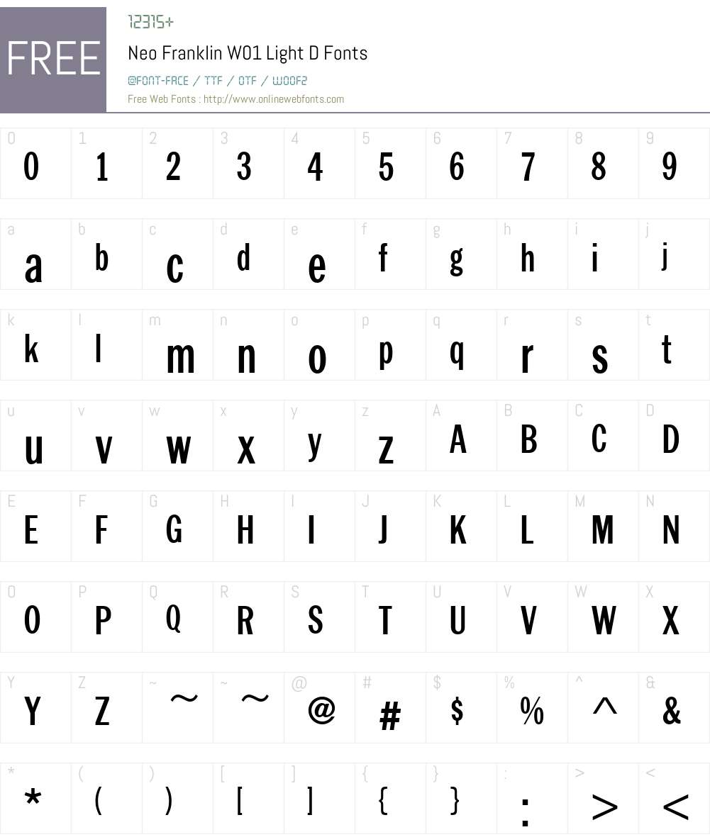 NeoFranklinW01-LightD Font Screenshots