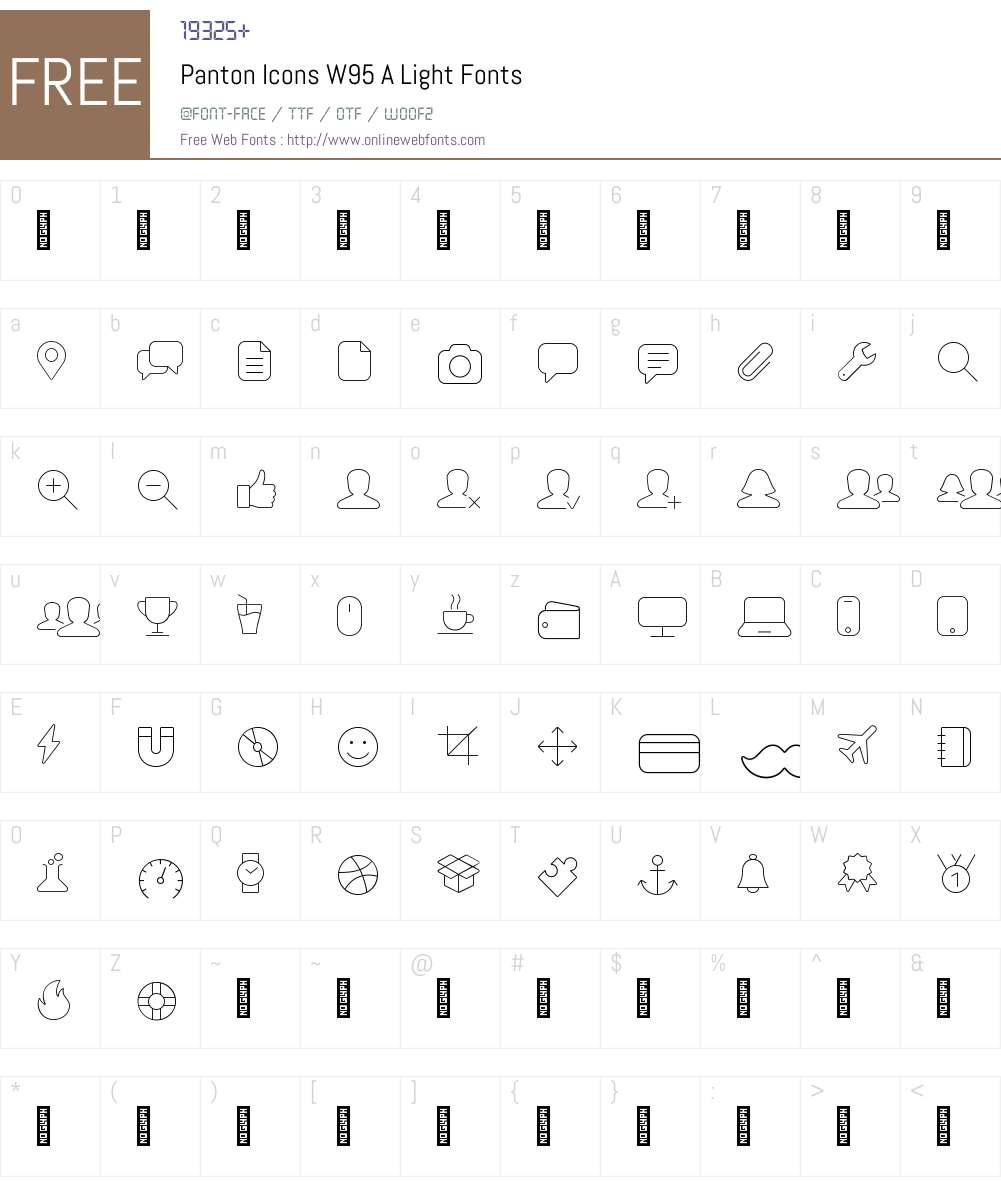 PantonIconsW95-ALight Font Screenshots