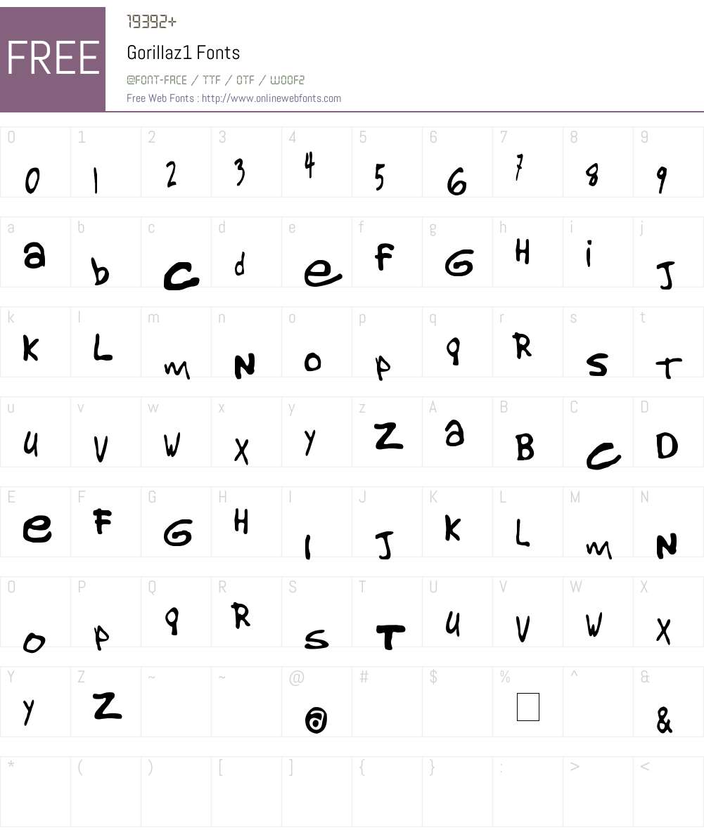 Gorillaz1 Font Screenshots