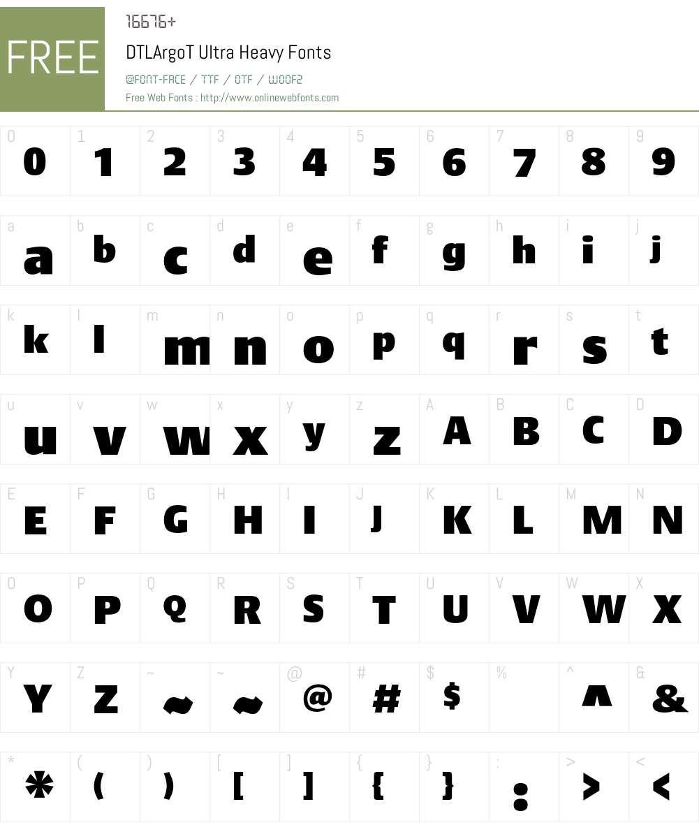 DTL Argo Font Screenshots
