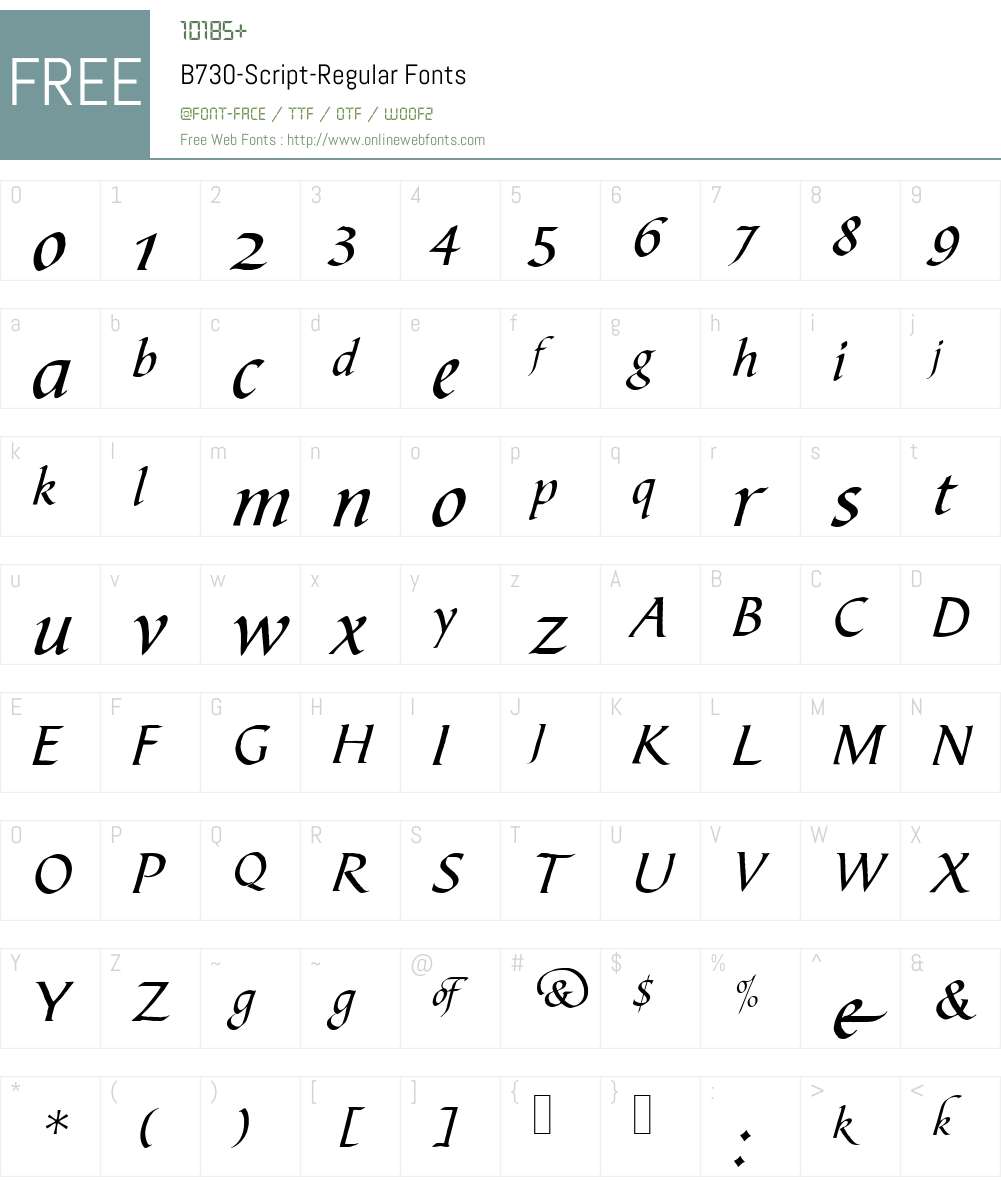 B730-Script Font Screenshots