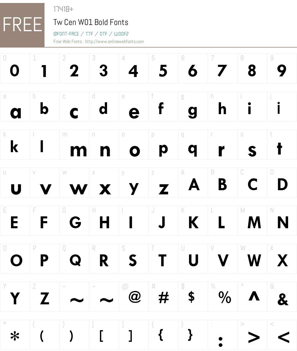 TwCenW01-Bold Font Screenshots
