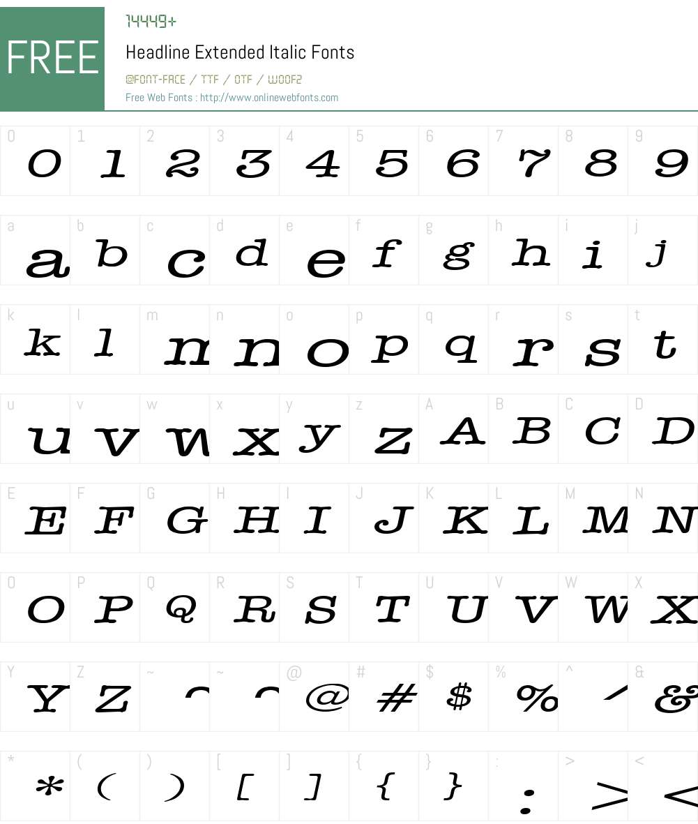 Headline Extended Font Screenshots