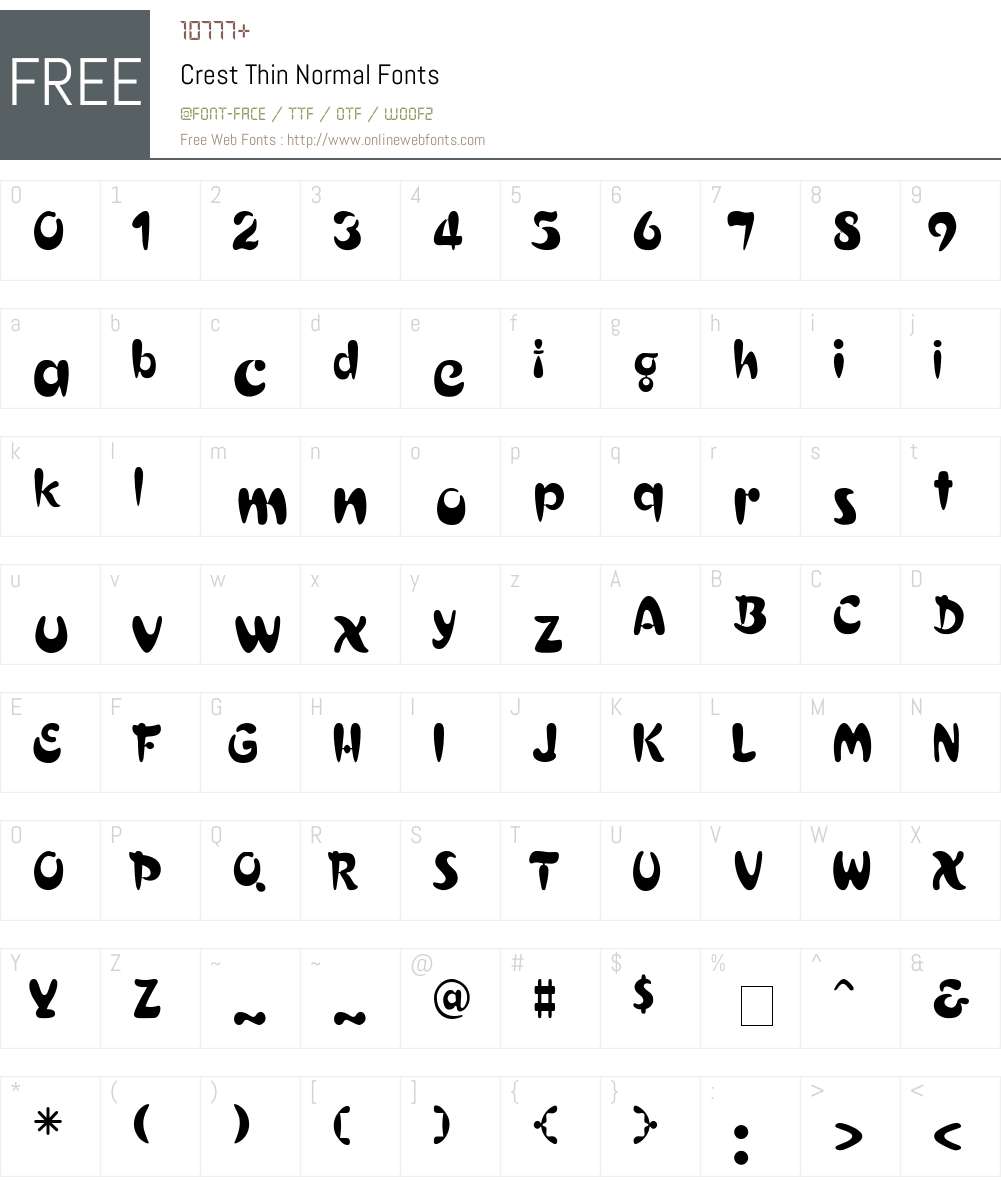 Crest Thin Font Screenshots