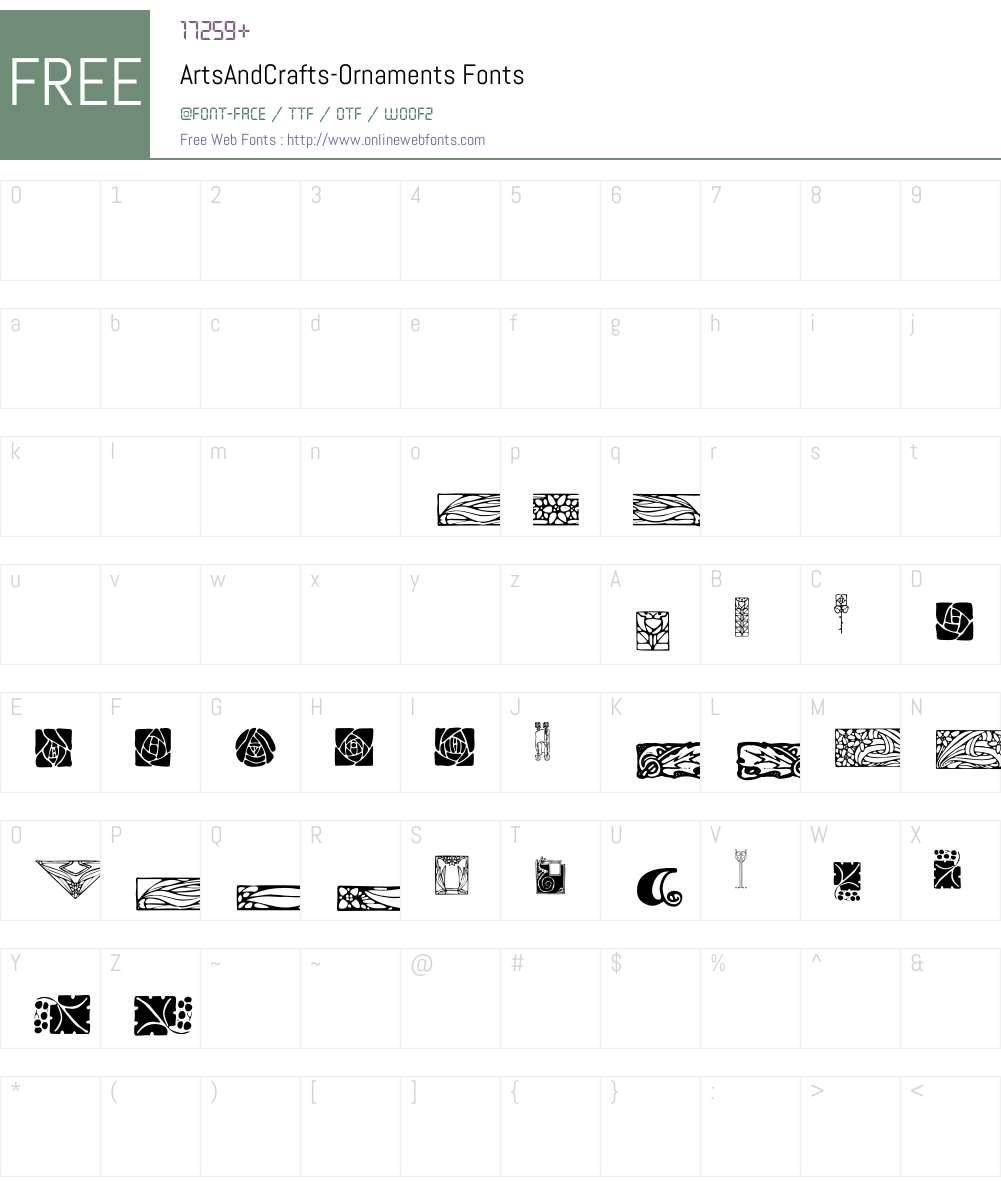 ArtsAndCrafts Font Screenshots