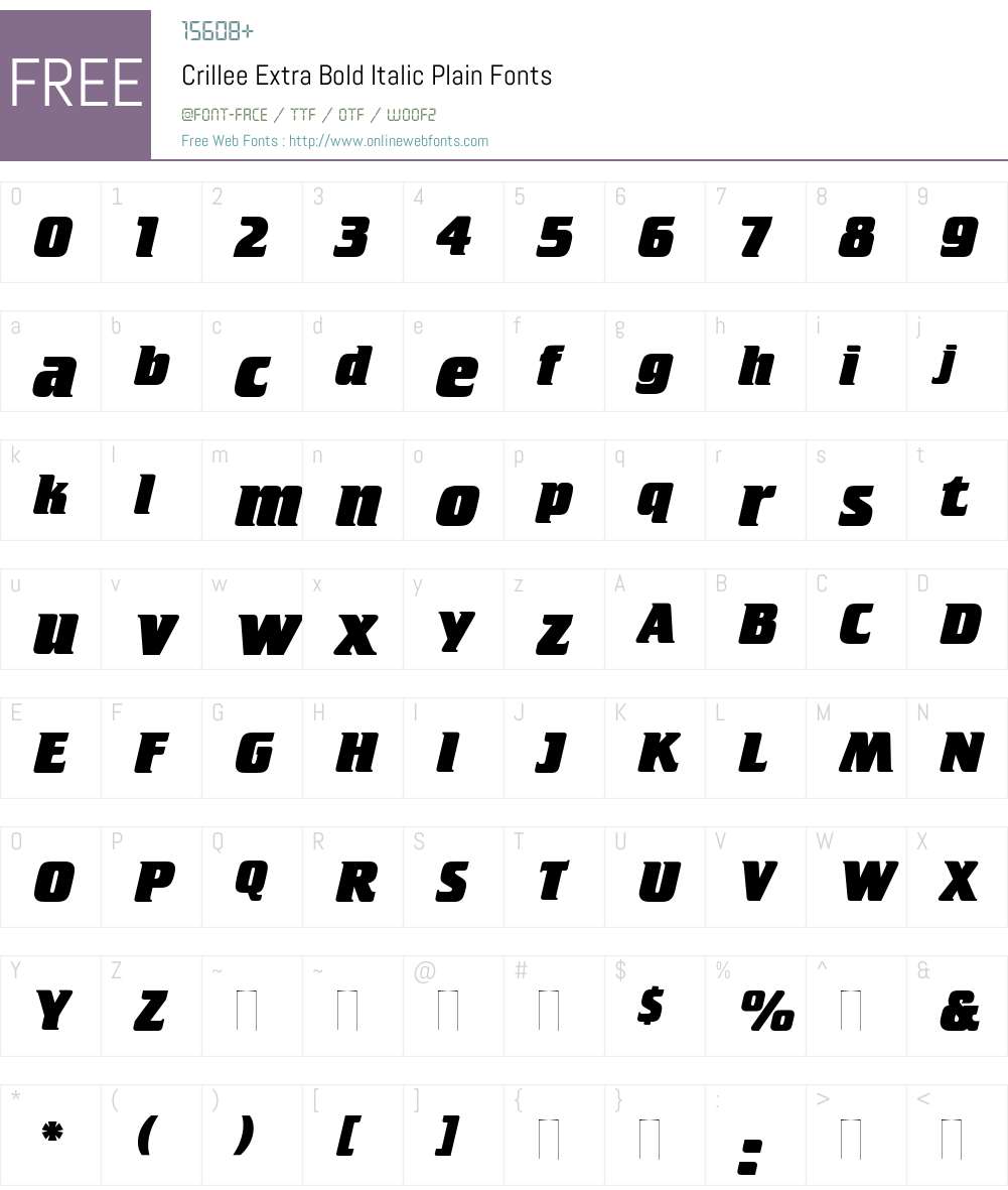 Crillee Extra Bold Italic Font Screenshots