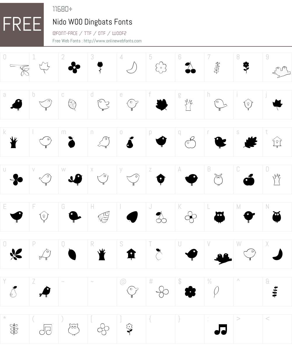 NidoW00-Dingbats Font Screenshots