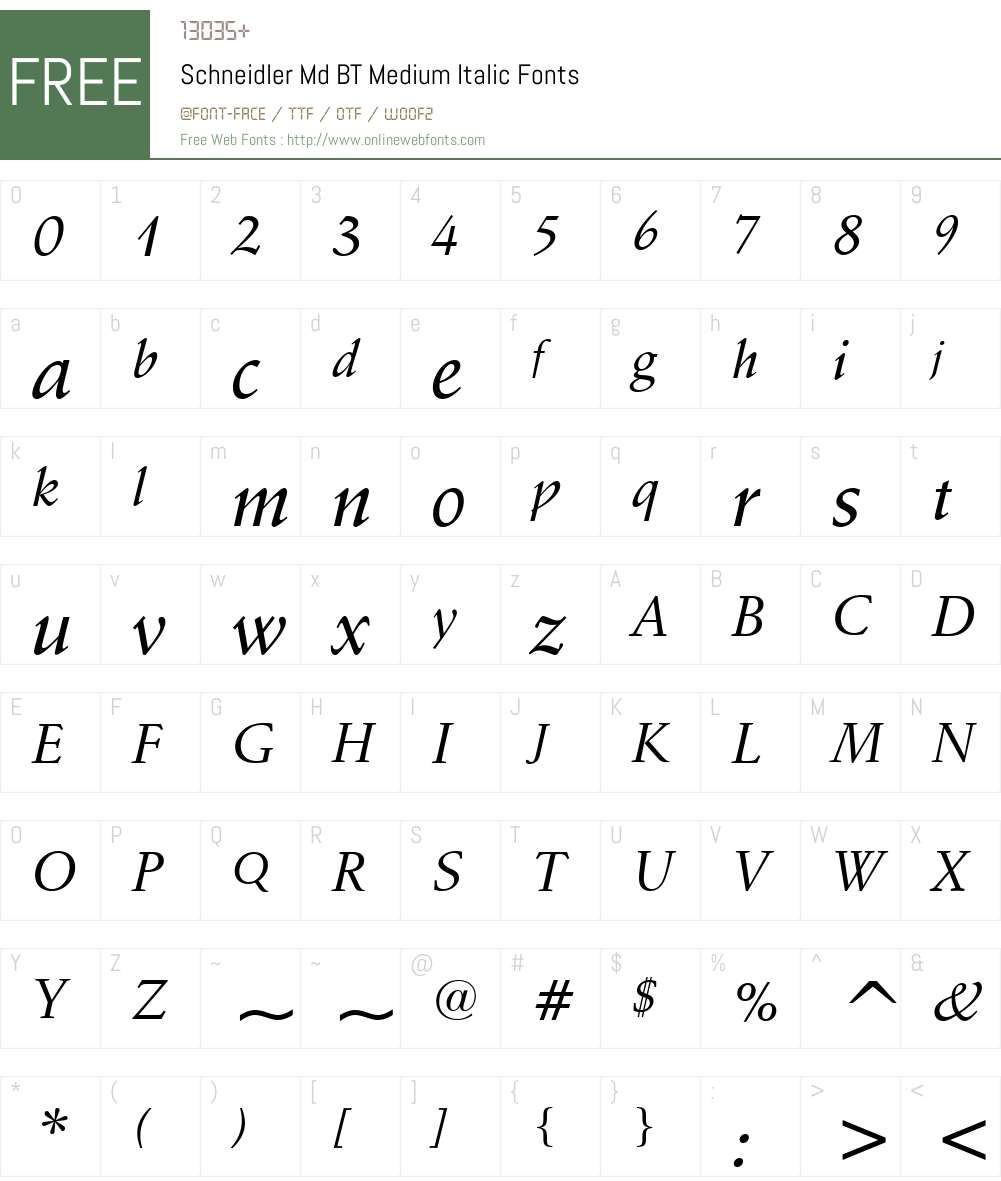 Schneidler Md BT Font Screenshots