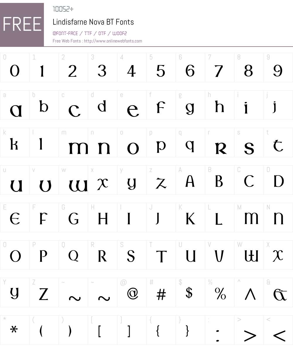 Lindisfarne Nova BT Font Screenshots