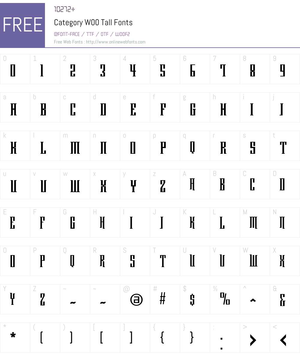 CategoryW00-Tall Font Screenshots