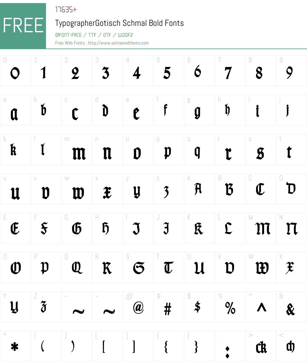 TypographerGotisch Schmal Font Screenshots