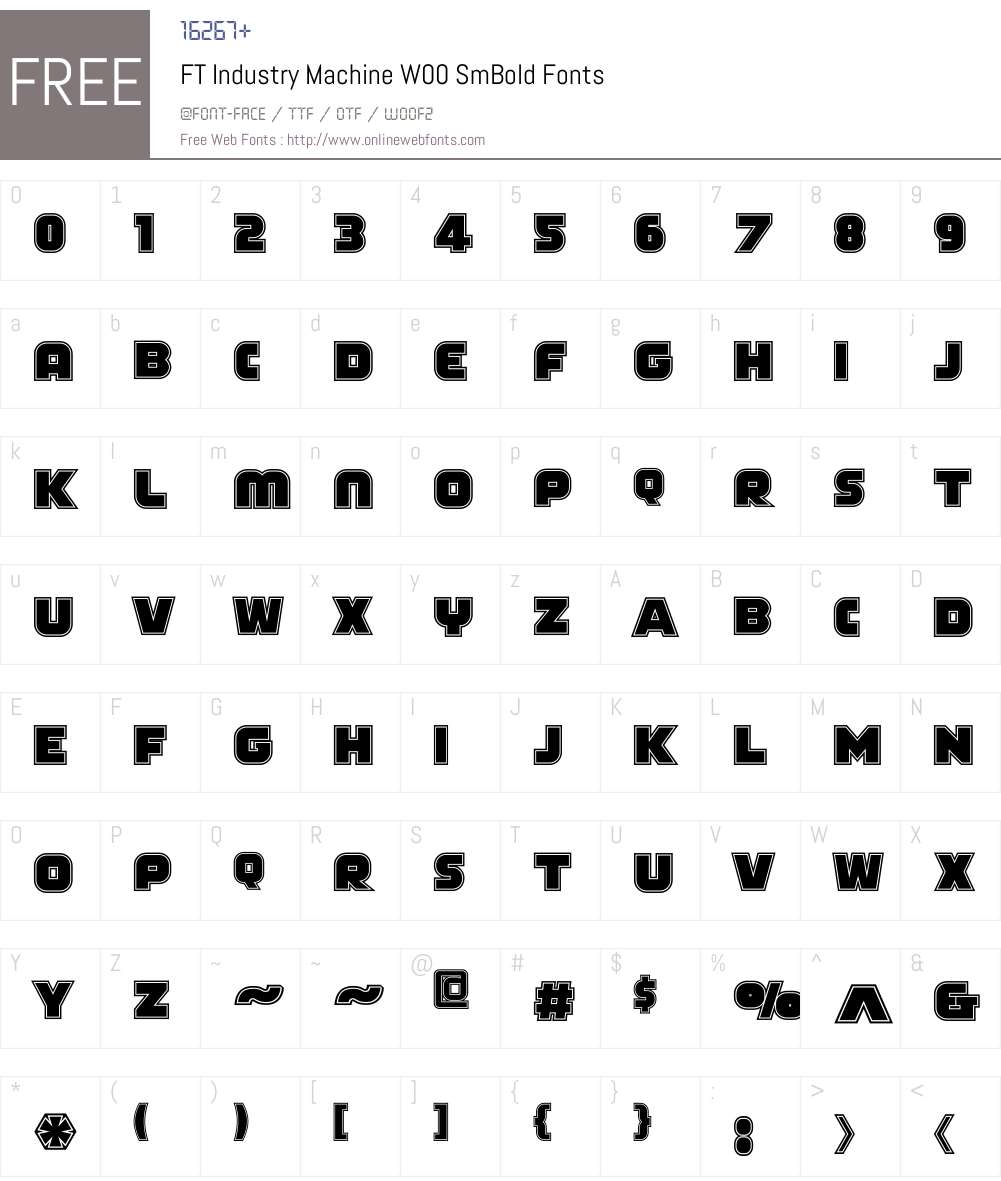 FTIndustryMachineW00-SmBd Font Screenshots