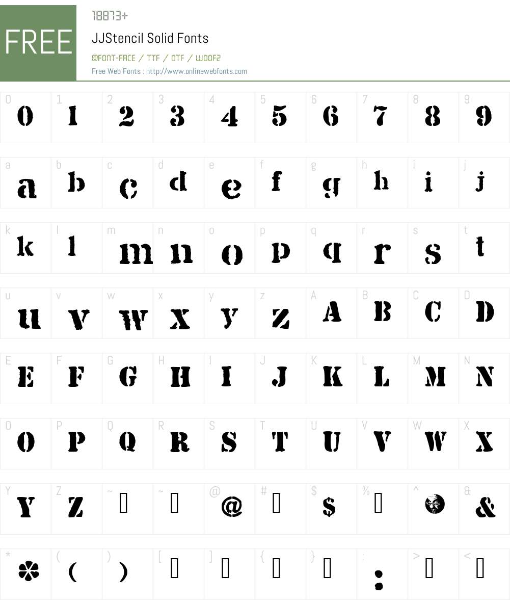 JJStencil Solid Font Screenshots